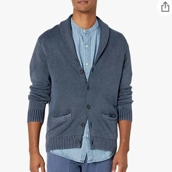 GOODTHREADS Mens Cardigan Sweater Size XL 100% Cotton Shawl Collar Pockets - Picture 1 of 12
